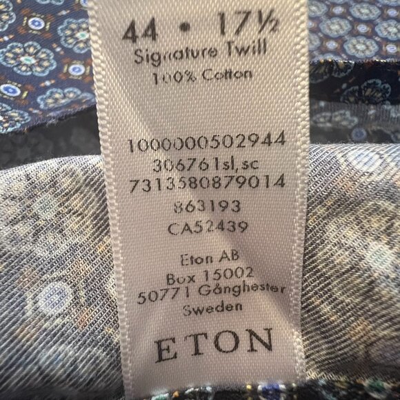 Eton men's dress shirt (Slim Signature Navy Medallion Print Twill) - Picture 3 of 3